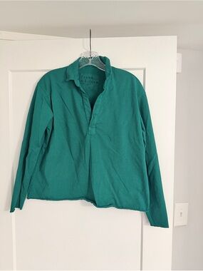 Frank & Eileen Long-Sleeve Polo Shirt in green xs -runs big